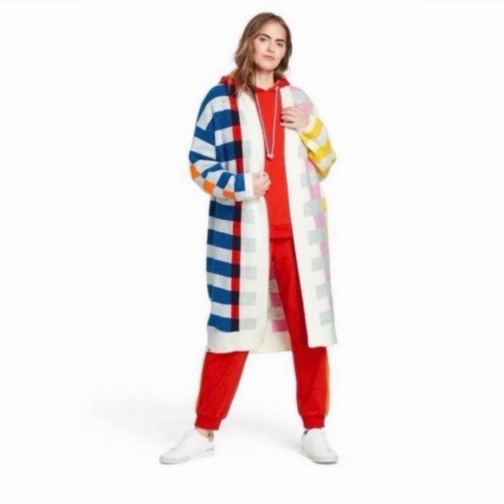 Lego × Target Collab Colorblock Long Open Front Cardigan Sweater Wool Blend SM